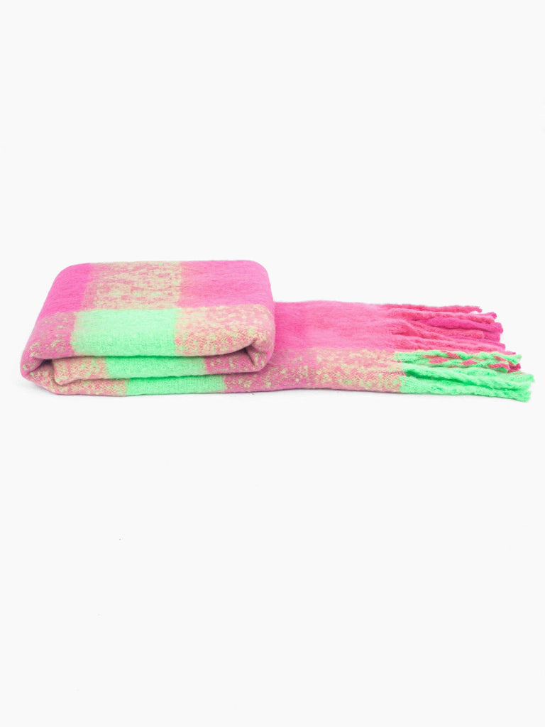 Sarta Accessories - Joey Heavyweight Scarf - Fuchsia, Square Check One-size