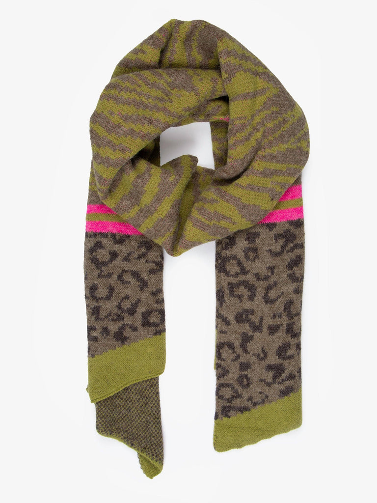 Sarta Accessories - Mara Heavyweight Scarf - Green/Pink, Tiger Leopard One-size