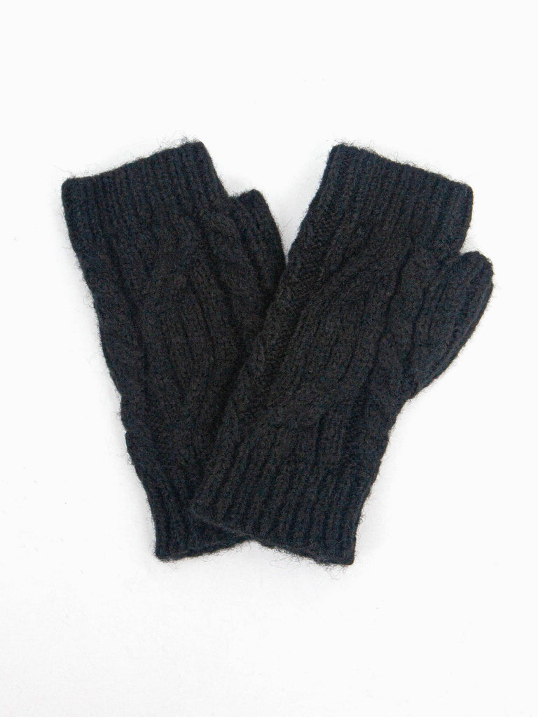 Sarta Accessories - Sydney Wrist Warmers - Black, Cable Knit One-size