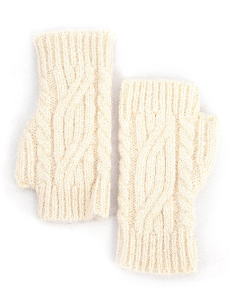 Sarta Accessories - Sydney Wrist Warmers - Cream, Cable Knit One-size