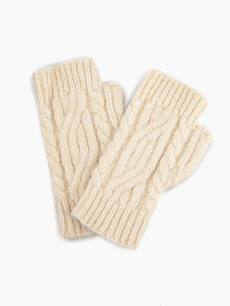 Sarta Accessories - Sydney Wrist Warmers - Cream, Cable Knit One-size