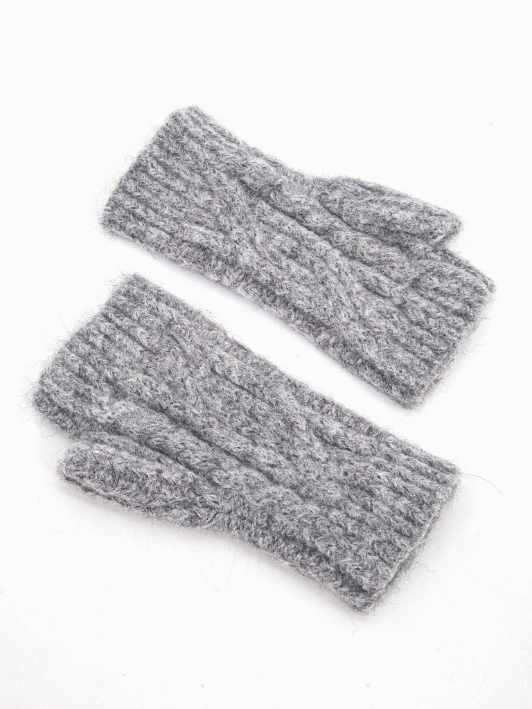 Sarta Accessories - Sydney Wrist Warmers - Dark Grey, Cable Knit One-size