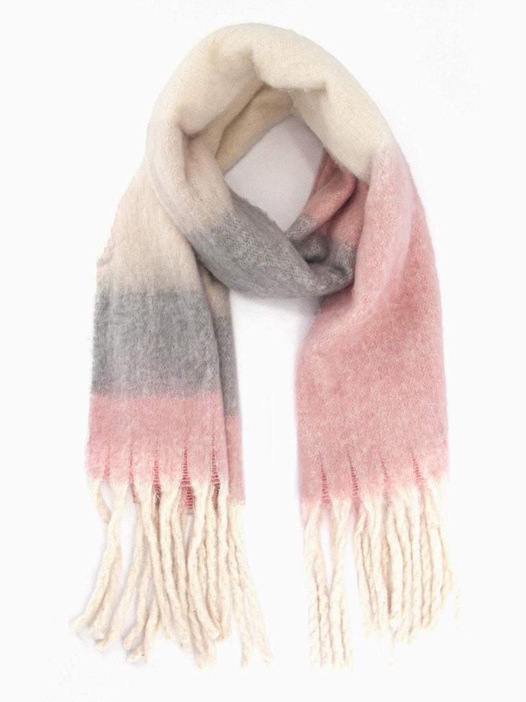 Sarta Accessories - Vivian Heavyweight Scarf - Dusty Pink/Grey, Colour Block One-size