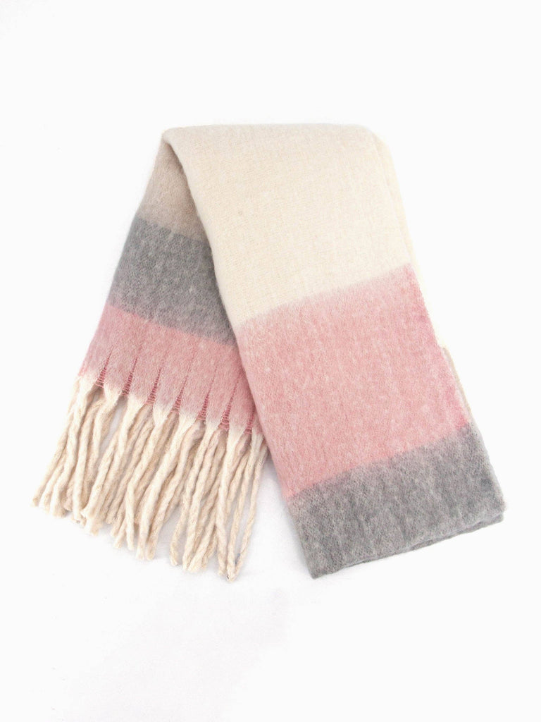 Sarta Accessories - Vivian Heavyweight Scarf - Dusty Pink/Grey, Colour Block One-size