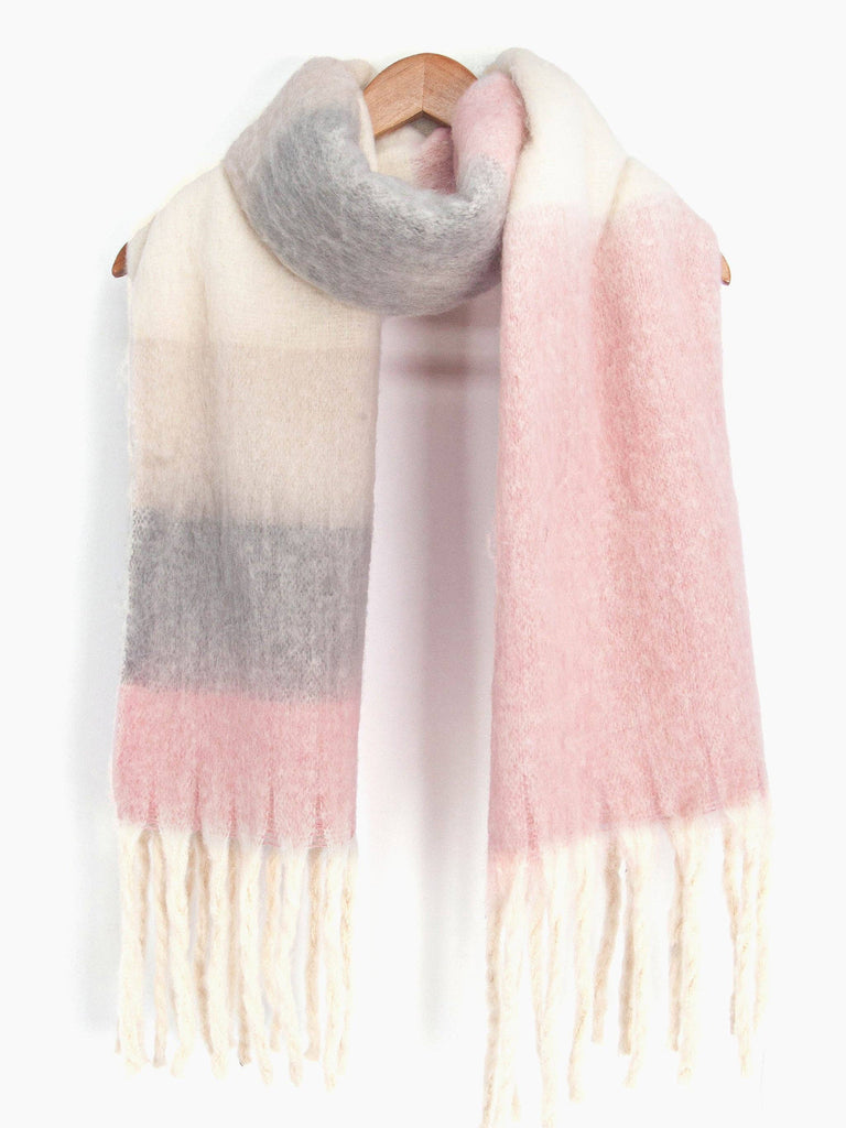 Sarta Accessories - Vivian Heavyweight Scarf - Dusty Pink/Grey, Colour Block One-size