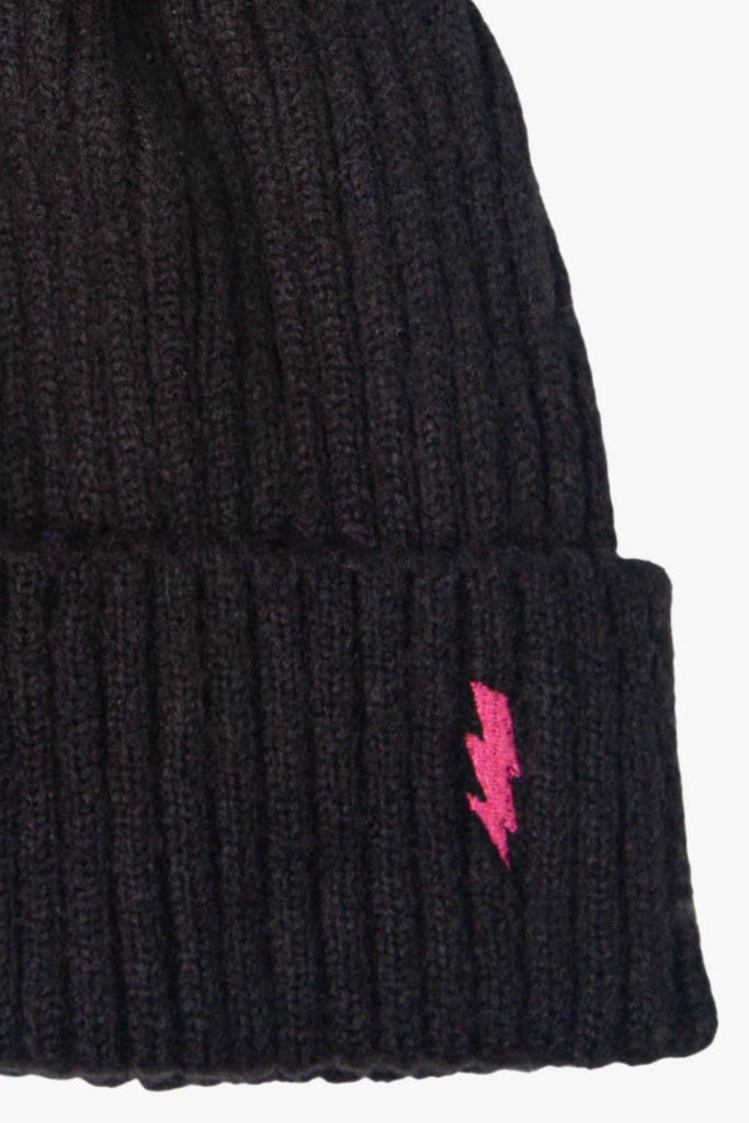 Sarta - Black Fuchsia Lightning Bolt Embroidered Hat