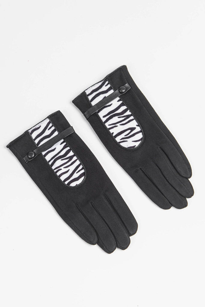 Sarta - Black Zebra Print Insert Gloves