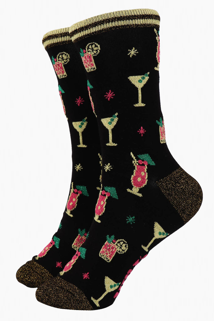 Sock Talk - Black Women's Cocktail Party Print Bamboo Socks