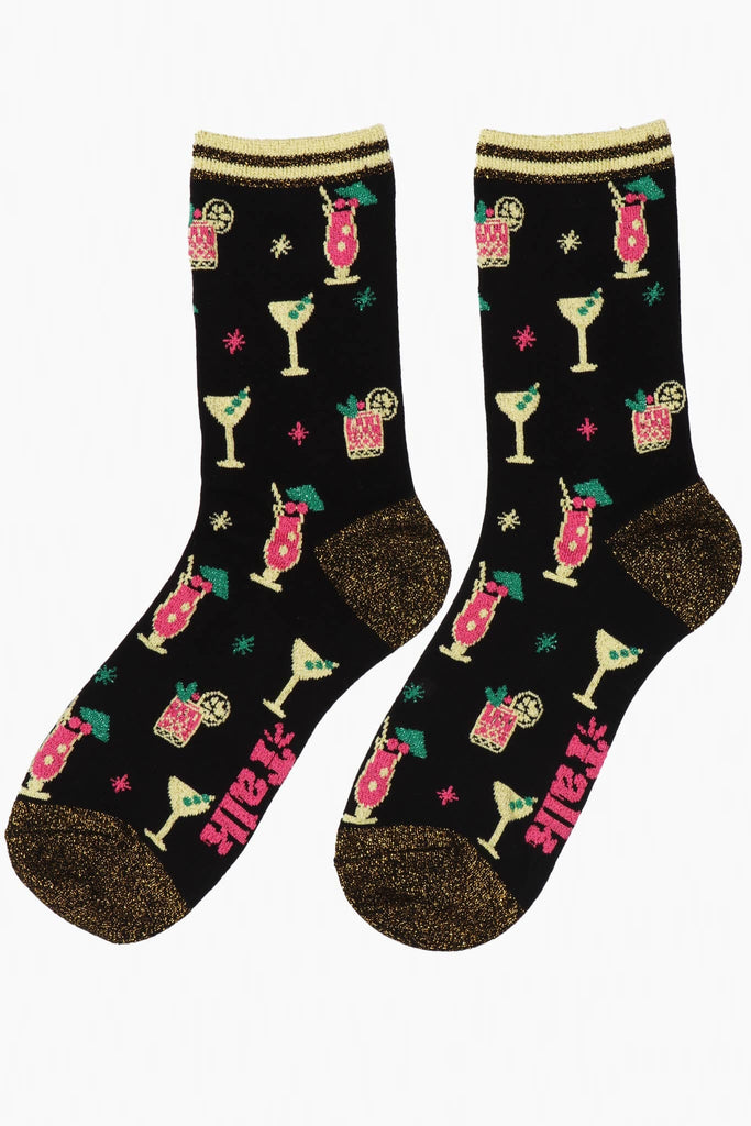 Sock Talk - Black Women's Cocktail Party Print Bamboo Socks