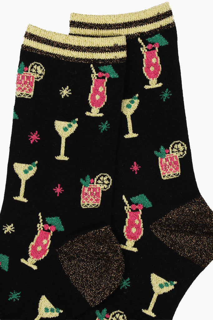 Sock Talk - Black Women's Cocktail Party Print Bamboo Socks