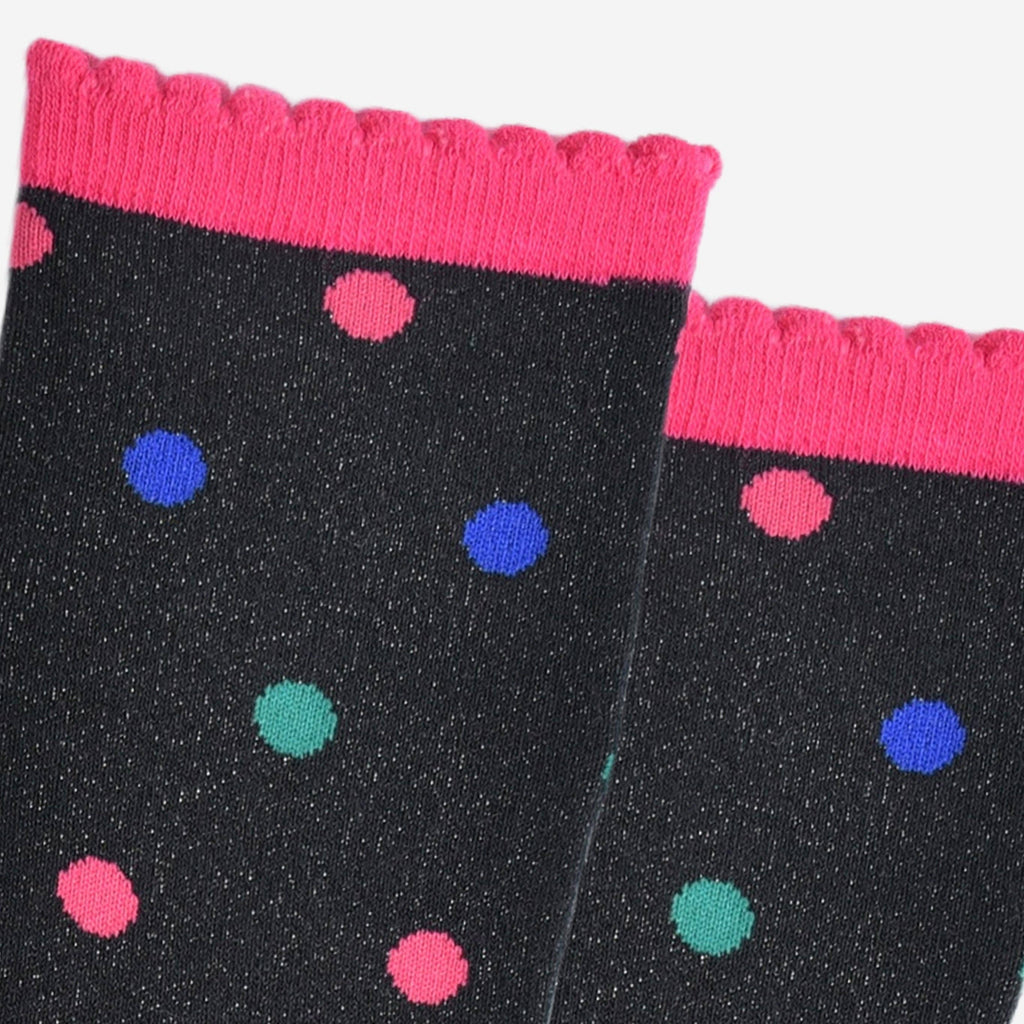 Sock Talk - Women's Glitter Socks - Black/Multi, Medium Polka Dot UK 3-7 | EU 36-40 | US 5-9