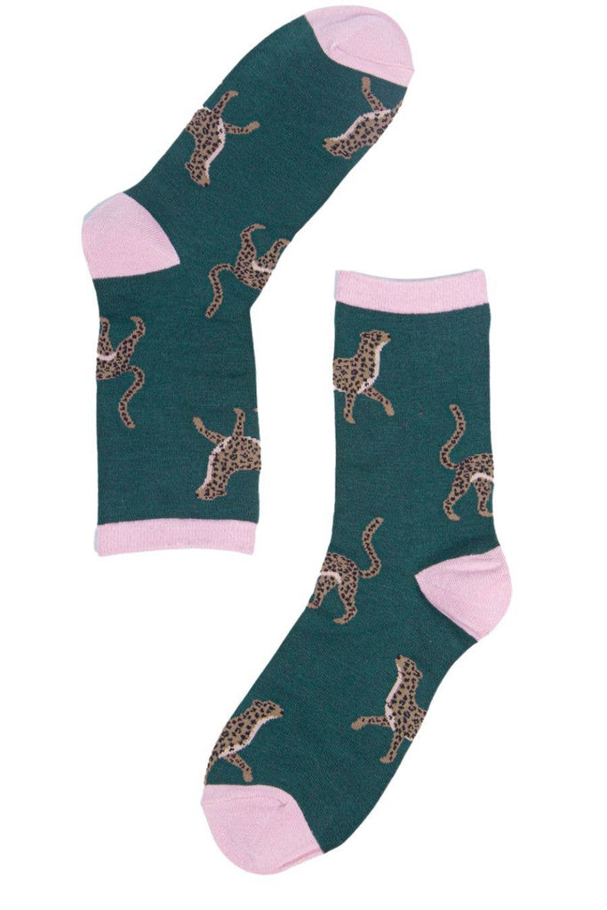 Sock Talk - Womens Bamboo Ankle Socks Leopard Print Cheetah Animal Sock