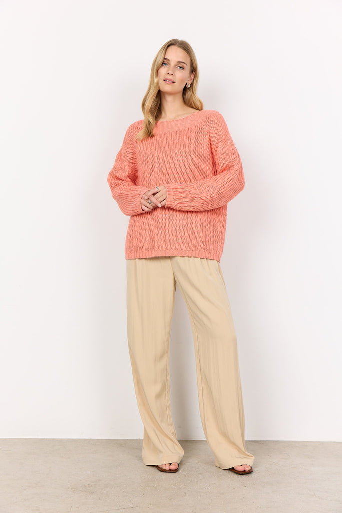 Soya Concept Cotton Wide Neck Jumper Coral