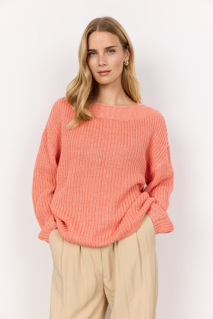 Soya Concept Cotton Wide Neck Jumper Coral